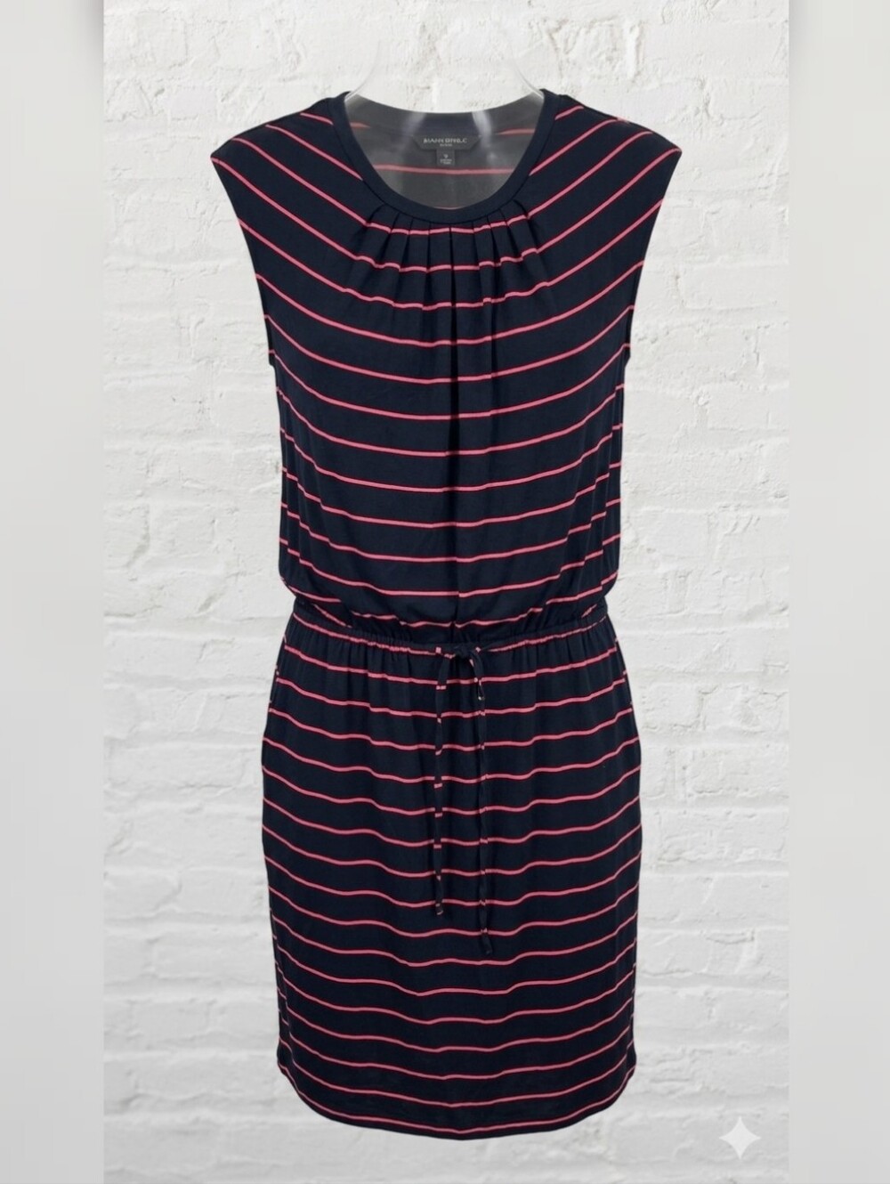 Banana Republic Navy Dress with Pink Stripes